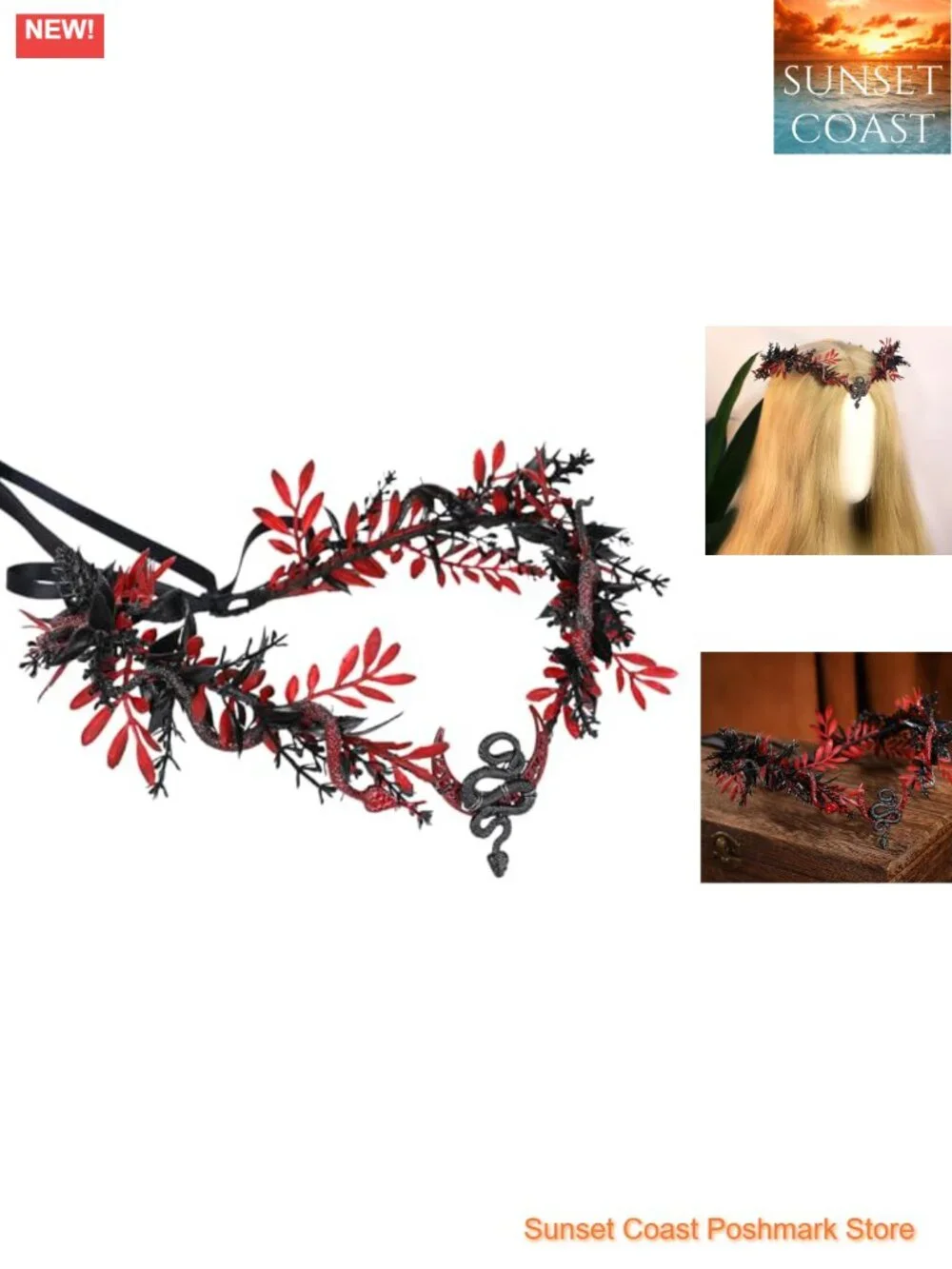 Medusa Snake Flower Crown Gothic Headpiece Dark Elf Circlet Halloween Costume
